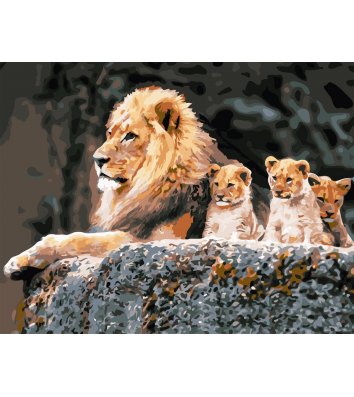Живопис за номерами "Сім'я левів" 50*60см в коробці, ArtStory
