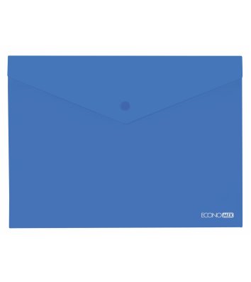 Папка-конверт А4 на кнопці пластикова непрозора синя, Economix