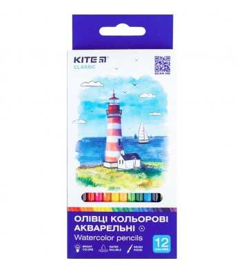 Олівці кольорові акварельні 12шт шестигранні "Classic", Kite