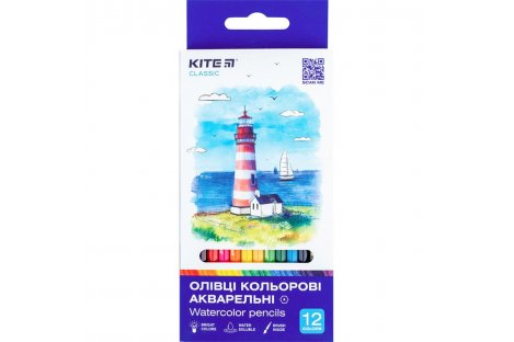 Карандаши цветные акварельные 12шт шестигранные "Classic", Kite