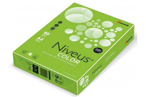 Бумага А4 80г/м2 500л цветная Niveus Color, интенсивная зеленая