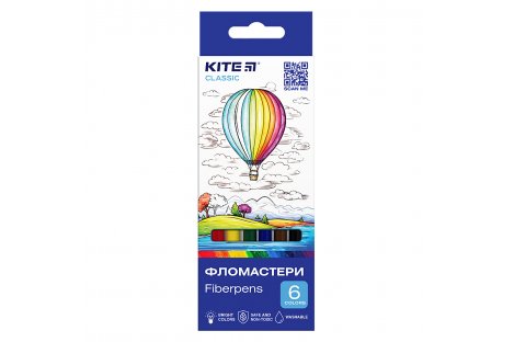 Фломастери  6 кольорів "Classic", Kite