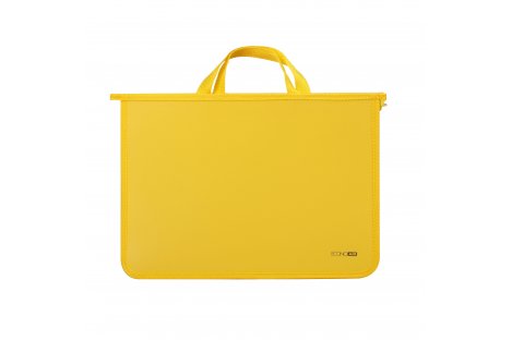 Портфель А4 пластиковый на молнии 2 отделения желтый, Economix