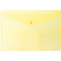 Папка-конверт А4 на кнопке пластиковая прозрачная желтая, Economix