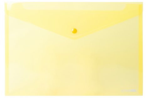 Папка-конверт А4 на кнопці пластикова прозора жовта, Economix