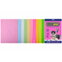 Набір паперу А4 80г/м2 20арк кольоровий 10 кольорів пастельний/неоновий, Buromax