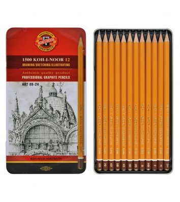 Набір чорнографітних олівців 8B-2H 12шт Art, KOH-I-NOOR