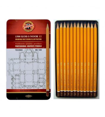 Набор чернографитных карандашей HB-10H 12шт Technic, KOH-I-NOOR
