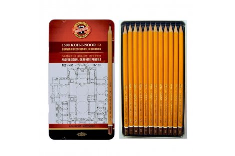 Набор чернографитных карандашей HB-10H 12шт Technic, KOH-I-NOOR