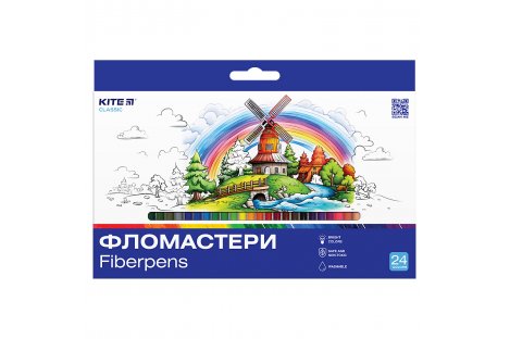 Фломастери 24 кольорів "Classic", Kite