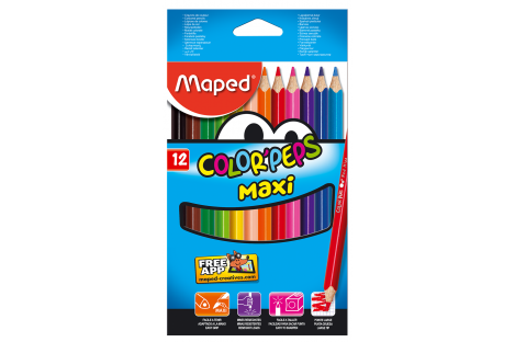Карандаши цветные 12шт трехгранные COLOR PEPS Maxi, Maped
