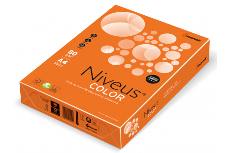 Бумага А4 80г/м2 500л цветная Niveus  Color, интенсивная оранжевая
