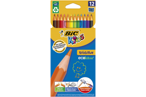 Карандаши цветные 12шт трехгранные "Кидс Эволюшн", BIC