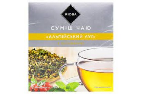 Чай чорний та зелений Rioba Альпійський луг з шипшиною у пакетиках 50шт*1.5г