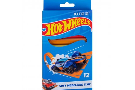 Пластилин восковой 12 цветов 200г "Hot Wheels", Kite