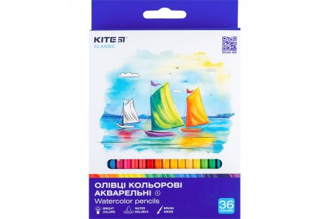 Карандаши цветные акварельные 36шт "Classic", Kite