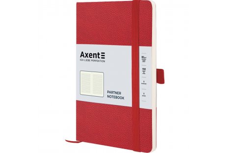 Деловой блокнот 125*195мм 96л клетка Partner Soft Skin красный, Axent