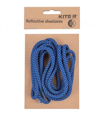 Шнурівки для взуття світловідбиваючі сині, Kite