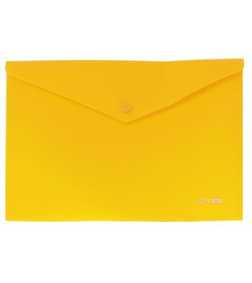 Папка-конверт А4 на кнопке пластиковая непрозрачная желтая, Economix