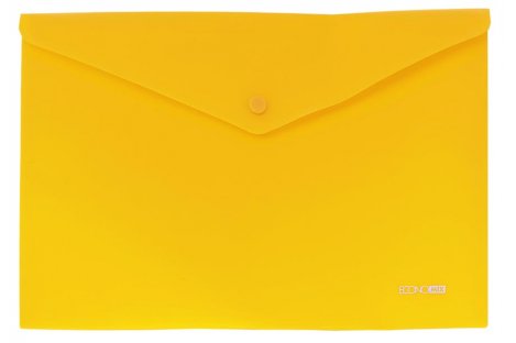 Папка-конверт А4 на кнопці пластикова непрозора жовта, Economix