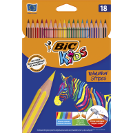 Олівці кольорові 18шт шестигранні "Еволюшн Страйпс", BIC