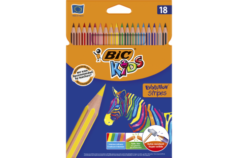 Олівці кольорові 18шт шестигранні "Еволюшн Страйпс", BIC