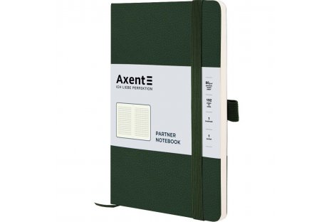 Діловий записник 125*195 96арк клітинка Partner Soft Skin зелений, Axent