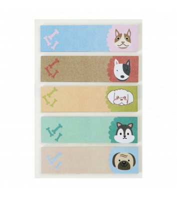 Стикеры-закладки бумажные 12*45мм 100л 5 цветов ассорти Dogs, Zibi