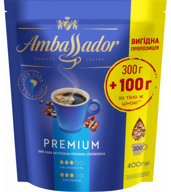 Кофе растворимый Ambassador Premium 400г