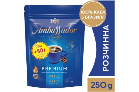 Кофе растворимый Ambassador Premium сублимированный 250г