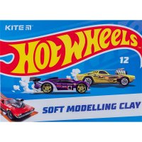 Пластилін восковий 12 кольорів 240г "Hot Wheels", Kite