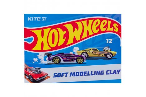 Пластилін восковий 12 кольорів 240г "Hot Wheels", Kite