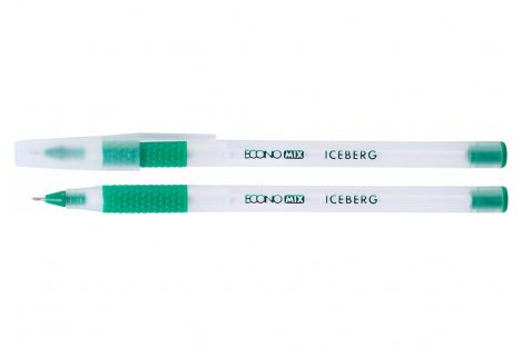 Ручка масляна Iceberg, колір чорнил зелений 0,7мм, Economix