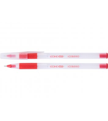 Ручка масляна Iceberg, колір чорнил червоний 0,7мм, Economix