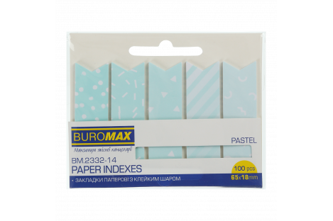Стикеры-закладки бумажные 18*65мм 100л голубые, Buromax