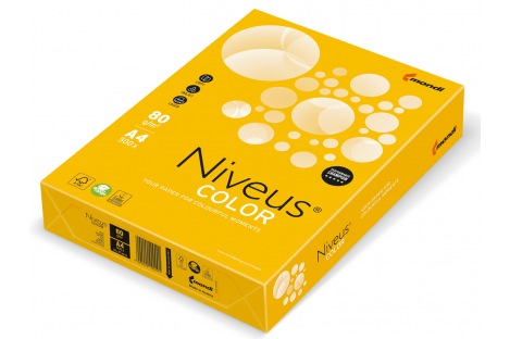Бумага А4 80г/м2 500л цветная Niveus Color, интенсивная  желтая