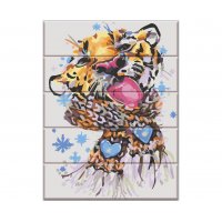 Живопис за номерами на дереві "Зимовий тигр" 30*40см в коробці, Art Story