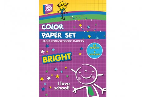 Папір кольоровий односторонній А4 14арк 7 кольорів, Cool for School