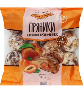 Пряники с начинкой персик-абрикос 300г, Киевхлеб