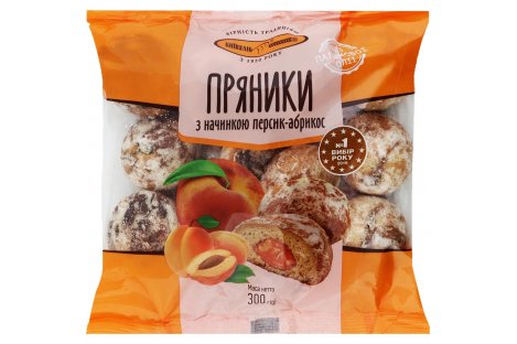 Пряники  з начинкою персик-абрикос 300г, Київхліб