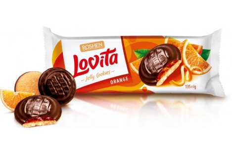 Печенье Lovita с желейной начинкой со вкусом апельсина 135г, Roshen