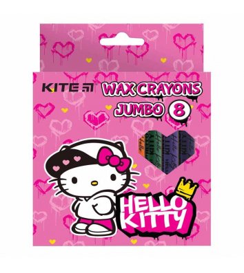 Крейда воскова кольорова 8шт Jumbo "Hello Kitty»", Kite