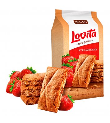Печенье Lovita Cake Cookies Клубника 168г, Roshen