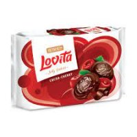Печиво Lovita здобне з желейною начинкою зі смаком какао-вишня 420г, Roshen