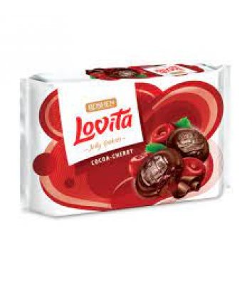 Печенье Lovita сдобное с желейной начинкой со вкусом  какао-вишня 420г, Roshen