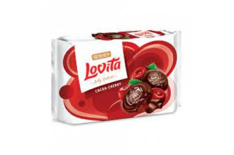 Печенье Lovita сдобное с желейной начинкой со вкусом  какао-вишня 420г, Roshen