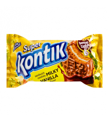 Печиво-сендвіч Super Kontik молочний ванільний 90г, Konti