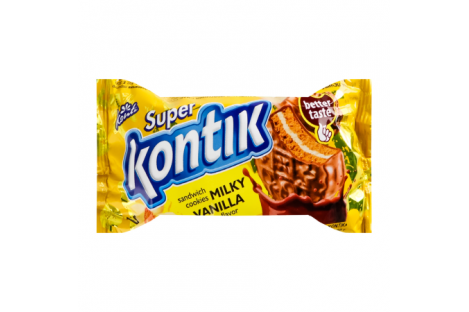 Печиво-сендвіч Super Kontik молочний ванільний 90г, Konti