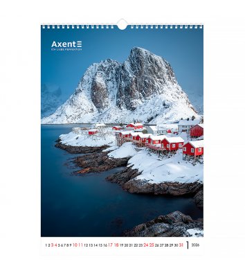Календар A3 настінний на 2026 р "Landscapes", Axent
