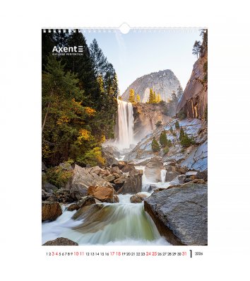Календар A3 настінний на 2026 р "Waterfalls", Axent